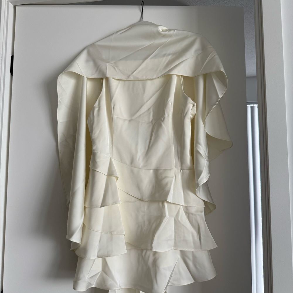 Miss Rosier Lyna Satin Dress with Capelet - Picture 5 of 8